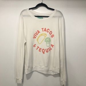Judith March Viva Tacos & Tequila White Sweatshirt